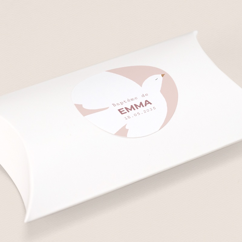 Sticker Enveloppe Bapt&ecirc;me Ailes de Lumi&egrave;re Rose