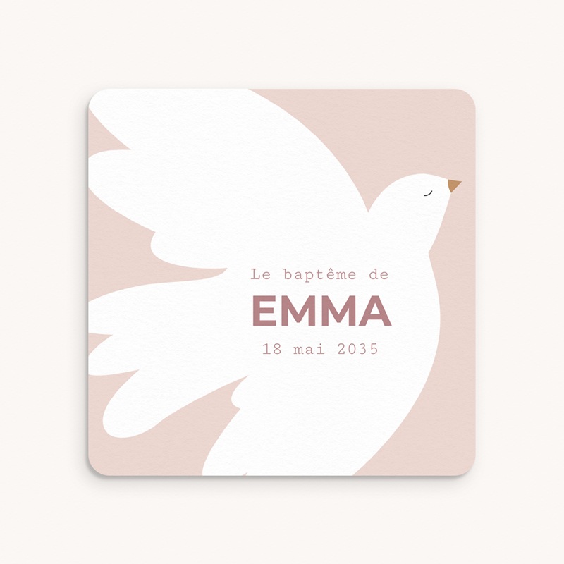 Faire-part de Bapt&ecirc;me Ailes de Lumi&egrave;re Rose