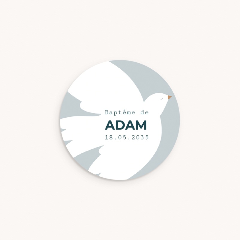 Sticker Enveloppe Bapt&ecirc;me Ailes de Lumi&egrave;re Bleu