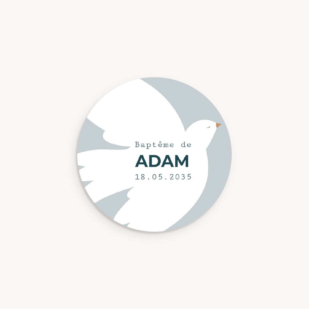 Sticker Enveloppe Bapt&ecirc;me Ailes de Lumi&egrave;re Bleu