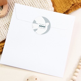 Sticker Enveloppe Bapt&ecirc;me Ailes de Lumi&egrave;re Bleu pas cher