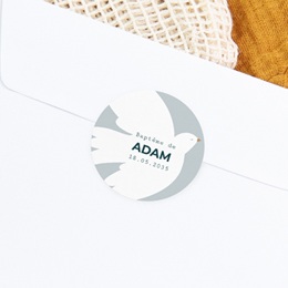 Sticker Enveloppe Bapt&ecirc;me Ailes de Lumi&egrave;re Bleu gratuit