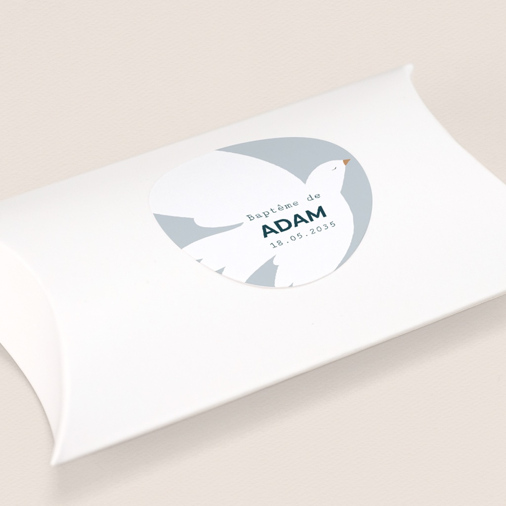 Sticker Enveloppe Bapt&ecirc;me Ailes de Lumi&egrave;re Bleu