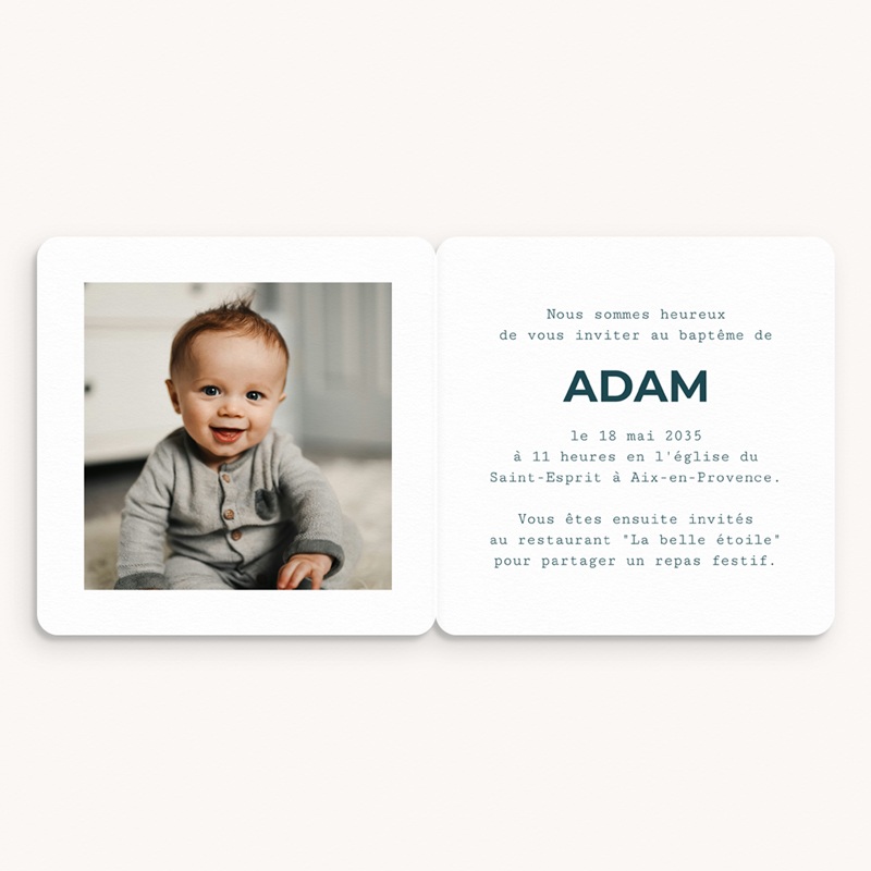 Faire-part de Bapt&ecirc;me Ailes de Lumi&egrave;re Bleu pas cher