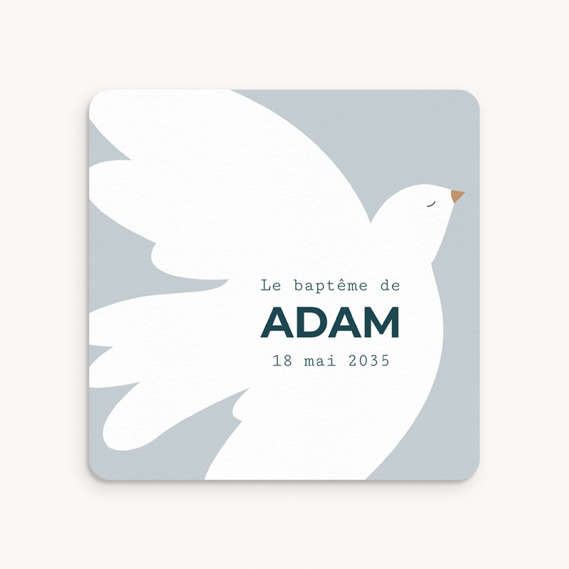 Faire-part de Bapt&ecirc;me Ailes de Lumi&egrave;re Bleu