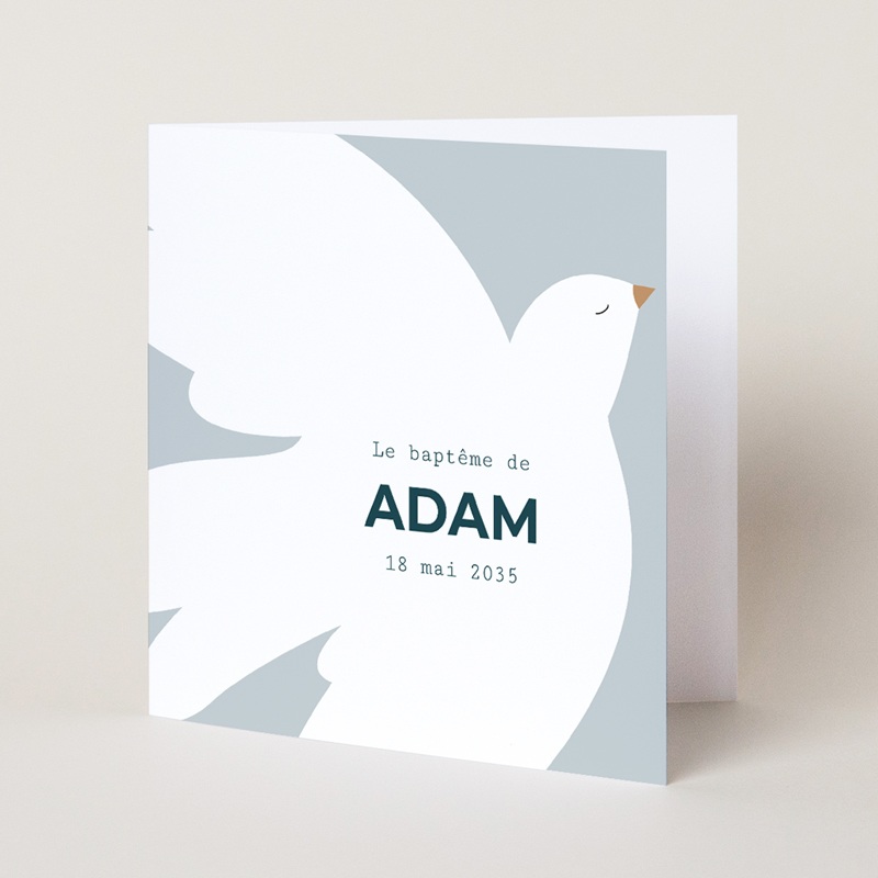 Faire-part de Bapt&ecirc;me Ailes de Lumi&egrave;re Bleu pas cher
