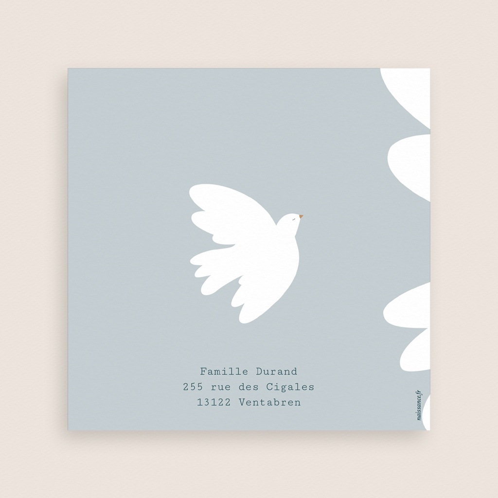 Faire-part de Bapt&ecirc;me Ailes de Lumi&egrave;re Bleu