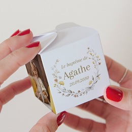 Bo&icirc;te &agrave; drag&eacute;es bapt&ecirc;me Fleurs pastel pas cher