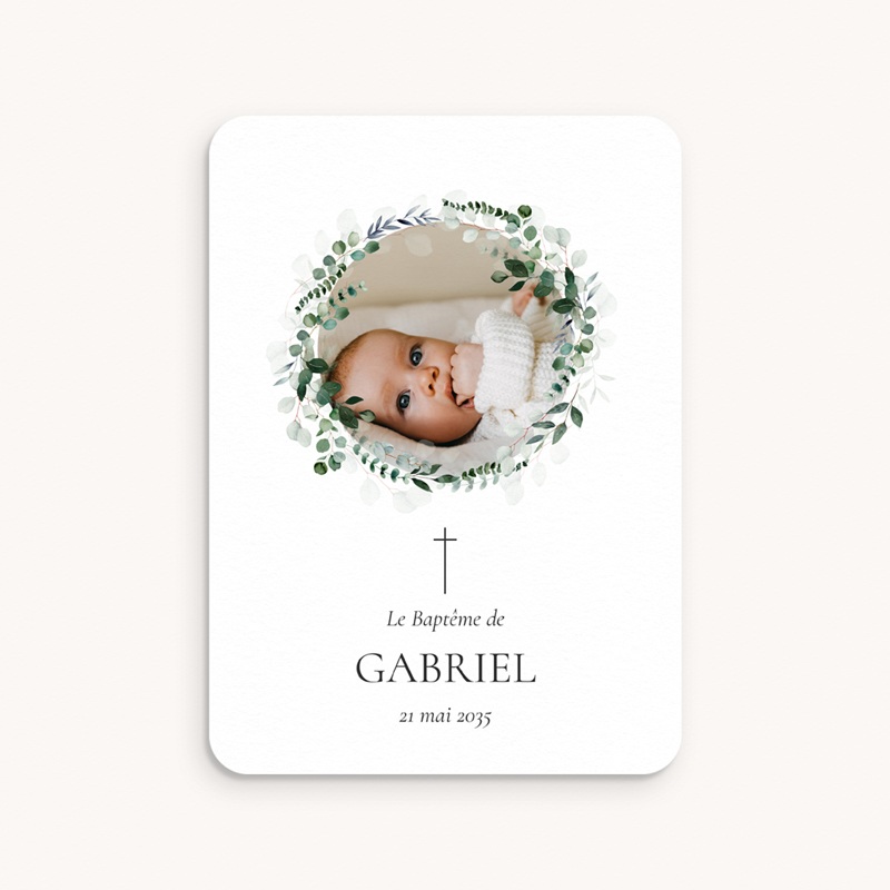 Faire-part de Bapt&ecirc;me Souffle d&rsquo;Eucalyptus