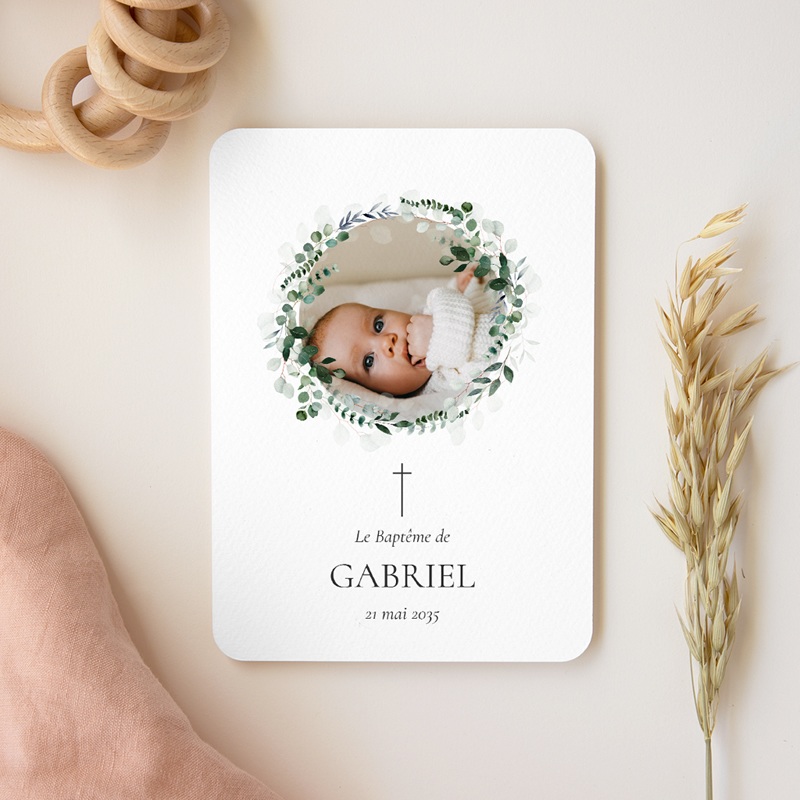Faire-part de Bapt&ecirc;me Souffle d&rsquo;Eucalyptus gratuit