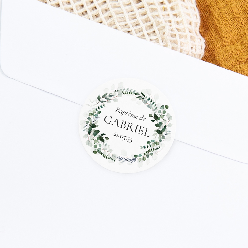 Sticker Enveloppe Bapt&ecirc;me Souffle d&rsquo;Eucalyptus gratuit