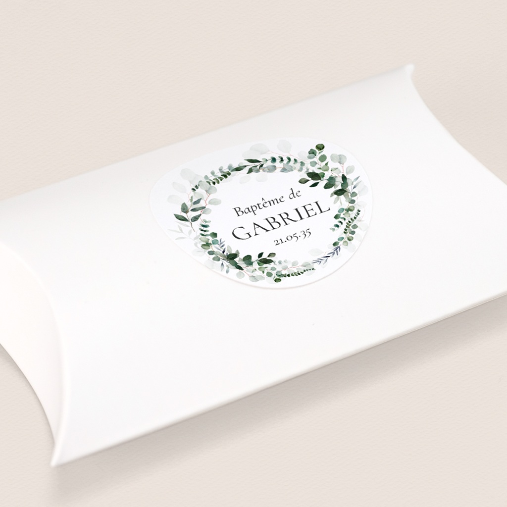 Sticker Enveloppe Bapt&ecirc;me Souffle d&rsquo;Eucalyptus