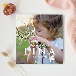 Faire-part de Bapt&ecirc;me Un Souffle de Paix gratuit