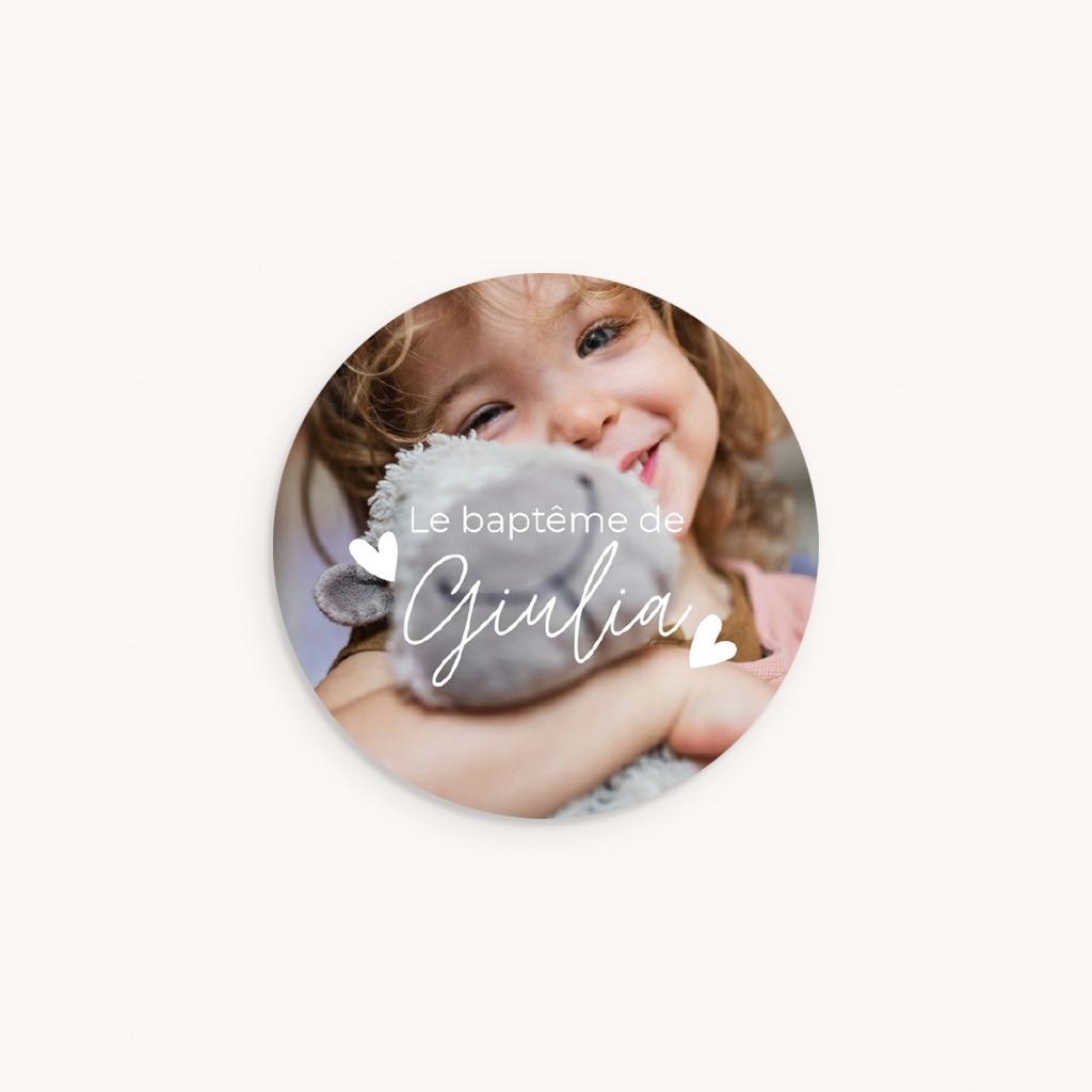 Sticker Enveloppe Bapt&ecirc;me B&eacute;ni d&rsquo;Amour