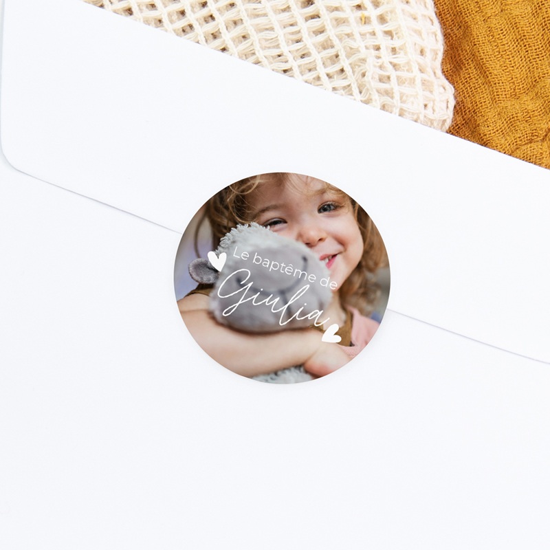 Sticker Enveloppe Bapt&ecirc;me B&eacute;ni d&rsquo;Amour gratuit