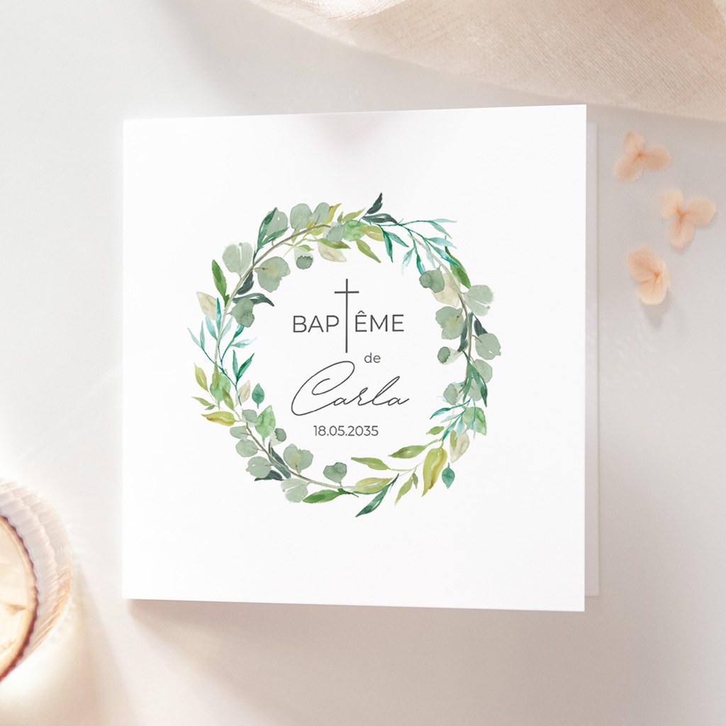 Faire-part de Bapt&ecirc;me Couronne B&eacute;nie