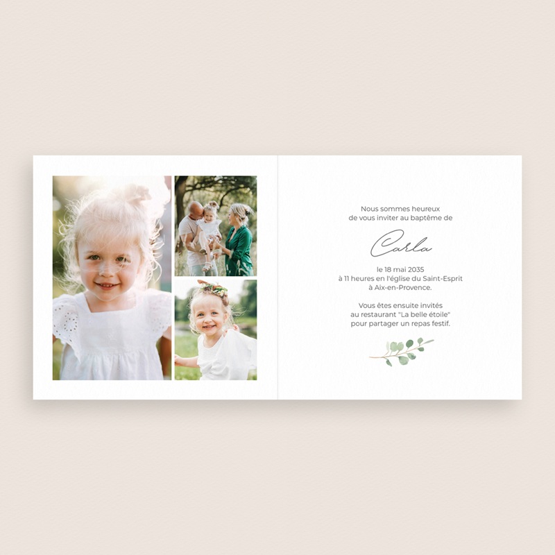 Faire-part de Bapt&ecirc;me Couronne B&eacute;nie