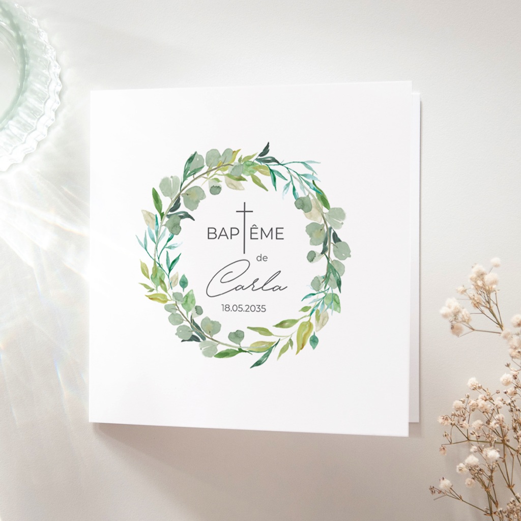 Faire-part de Bapt&ecirc;me Couronne B&eacute;nie