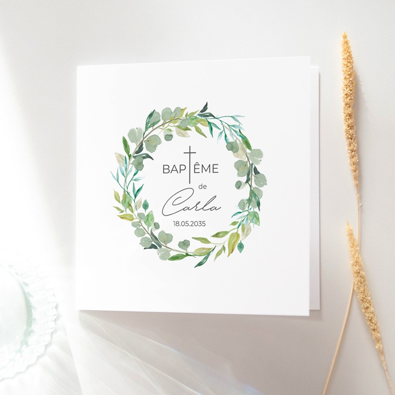 Faire-part de Bapt&ecirc;me Couronne B&eacute;nie