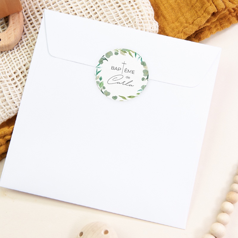 Sticker Enveloppe Bapt&ecirc;me Couronne B&eacute;nie pas cher