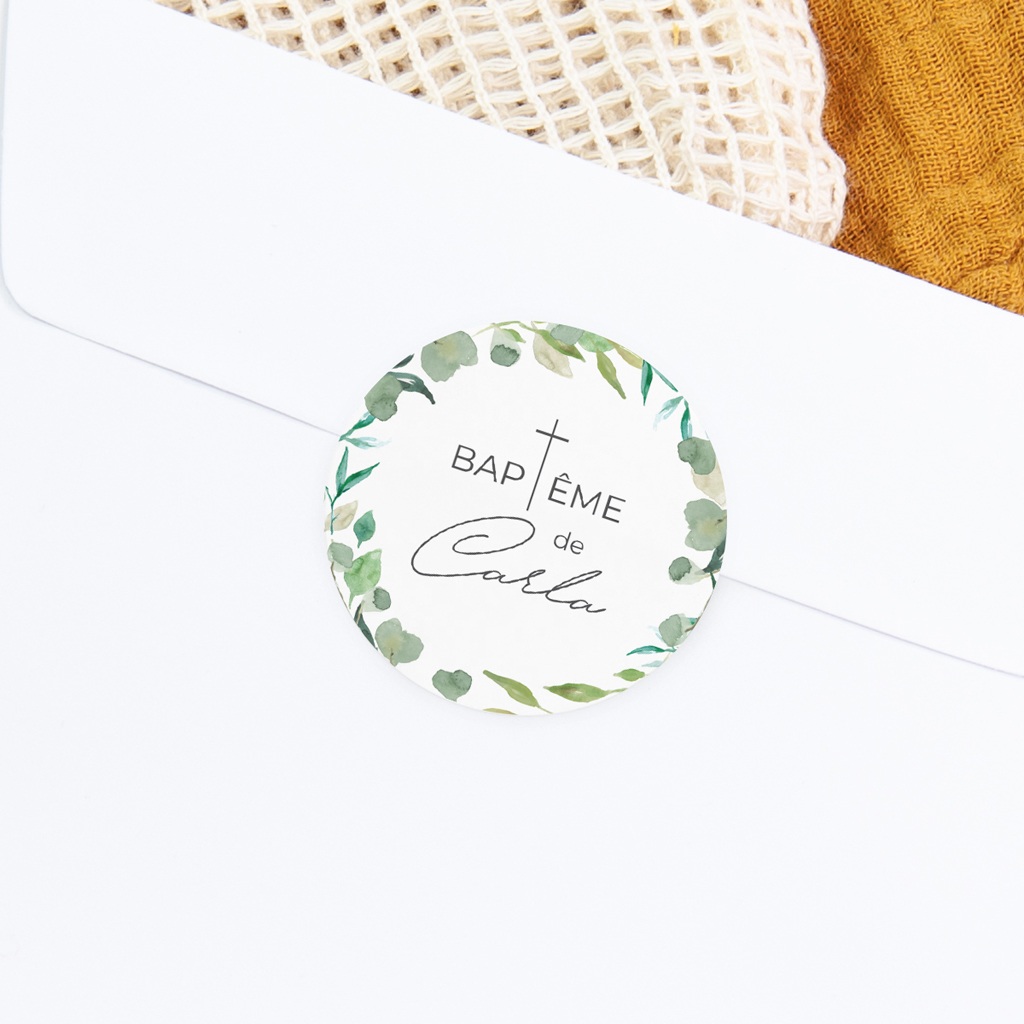 Sticker Enveloppe Bapt&ecirc;me Couronne B&eacute;nie gratuit
