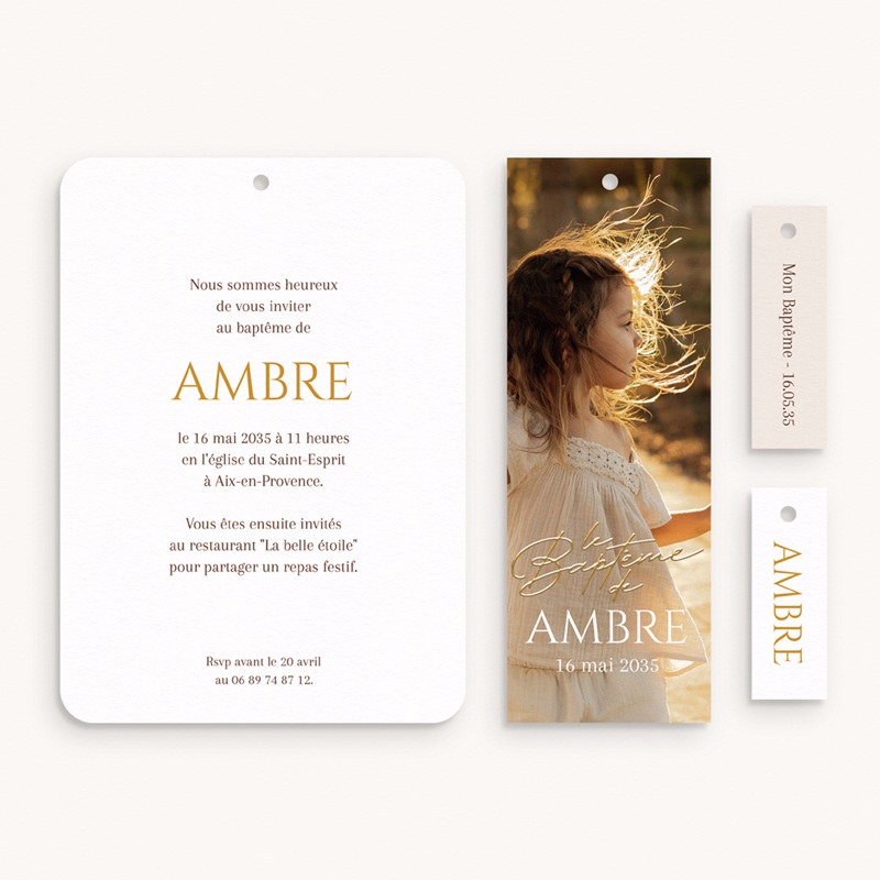 Faire-part de Bapt&ecirc;me Jour de Gr&acirc;ce pas cher