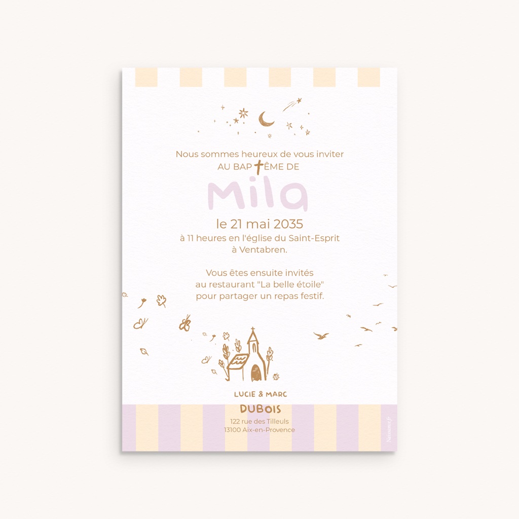 Faire-part de Bapt&ecirc;me Pr&eacute;cieuse Journ&eacute;e pas cher