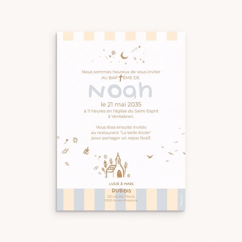 Faire-part de Bapt&ecirc;me Jour pr&eacute;cieux pas cher