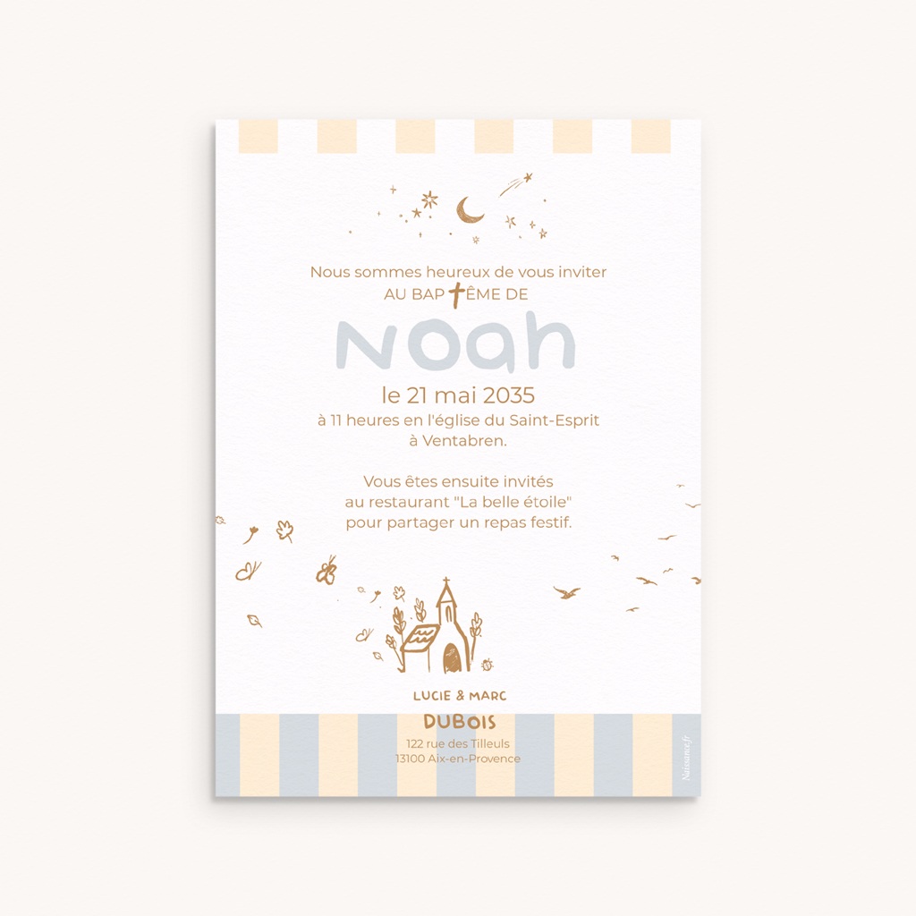 Faire-part de Bapt&ecirc;me Jour pr&eacute;cieux pas cher