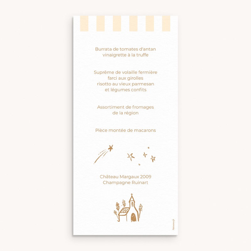 Menu de bapt&ecirc;me Jour pr&eacute;cieux pas cher