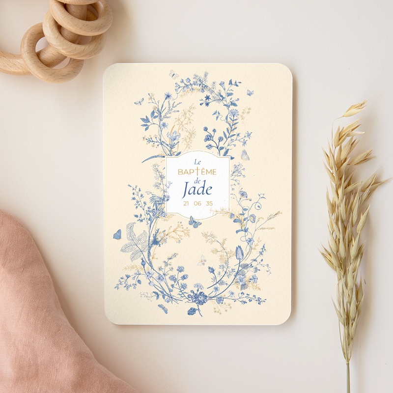 Faire-part de Bapt&ecirc;me Herbes de Lumi&egrave;re gratuit