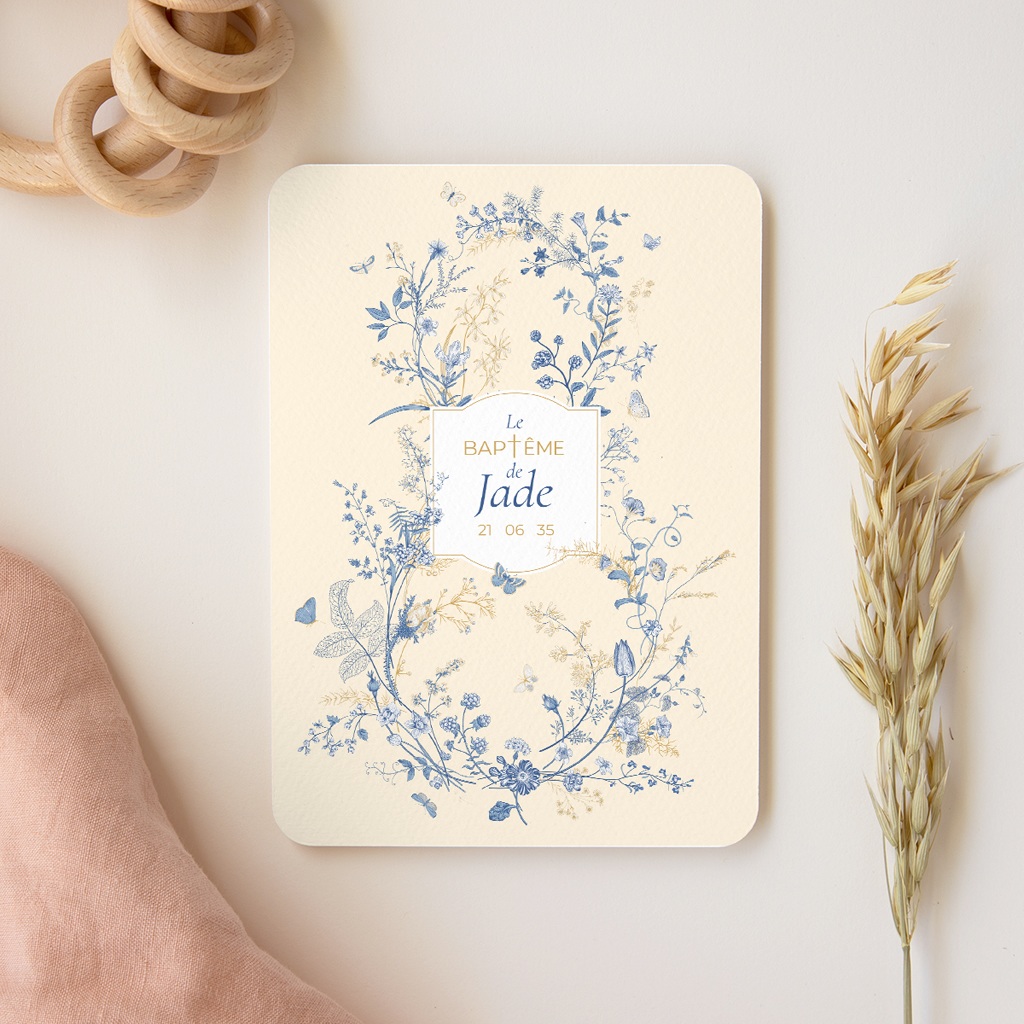 Faire-part de Bapt&ecirc;me Herbes de Lumi&egrave;re gratuit