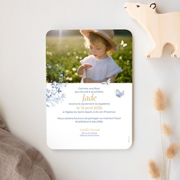 Faire-part de Bapt&ecirc;me Herbes de Lumi&egrave;re