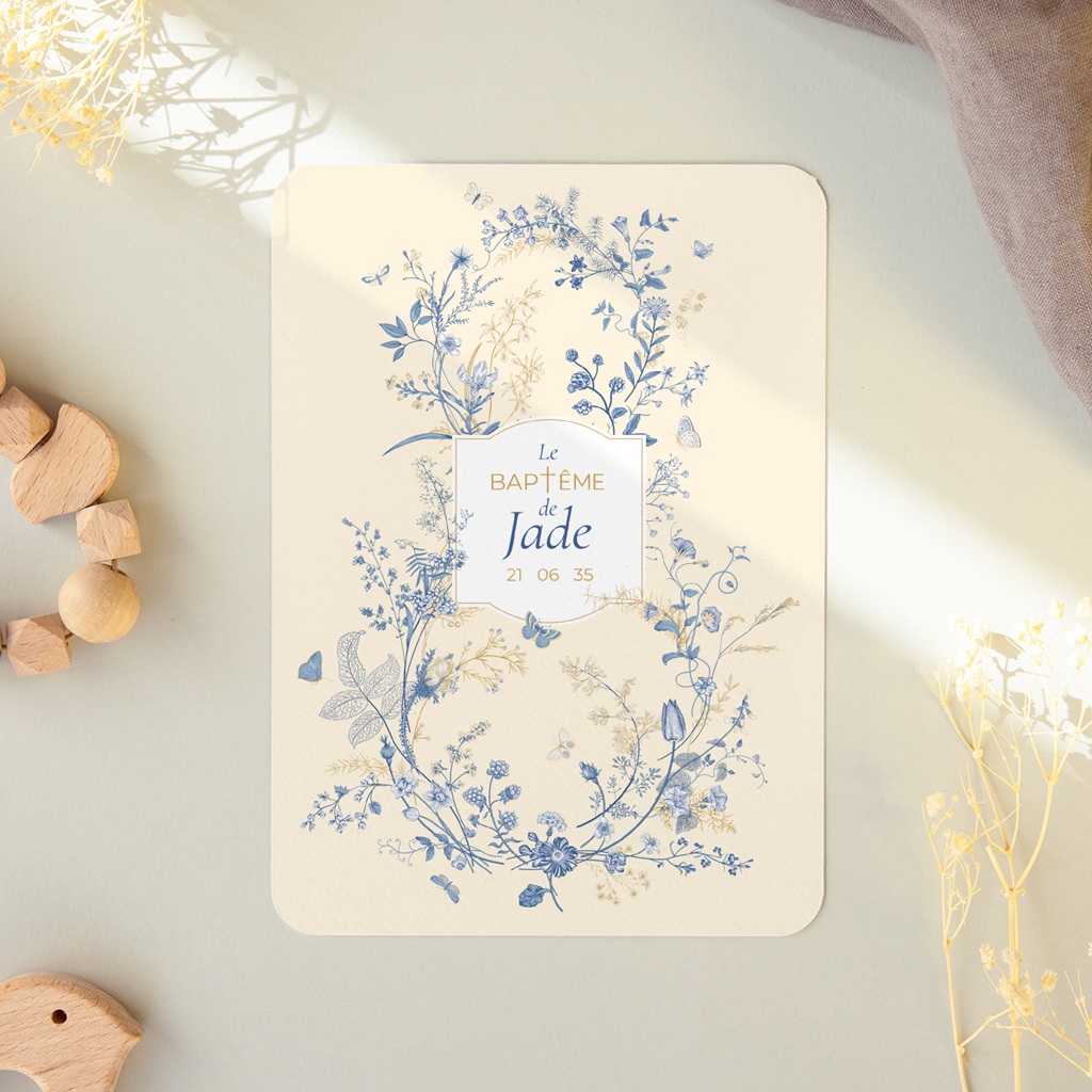 Faire-part de Bapt&ecirc;me Herbes de Lumi&egrave;re