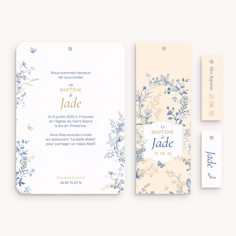 Faire-part de Bapt&ecirc;me Herbes de Lumi&egrave;re pas cher