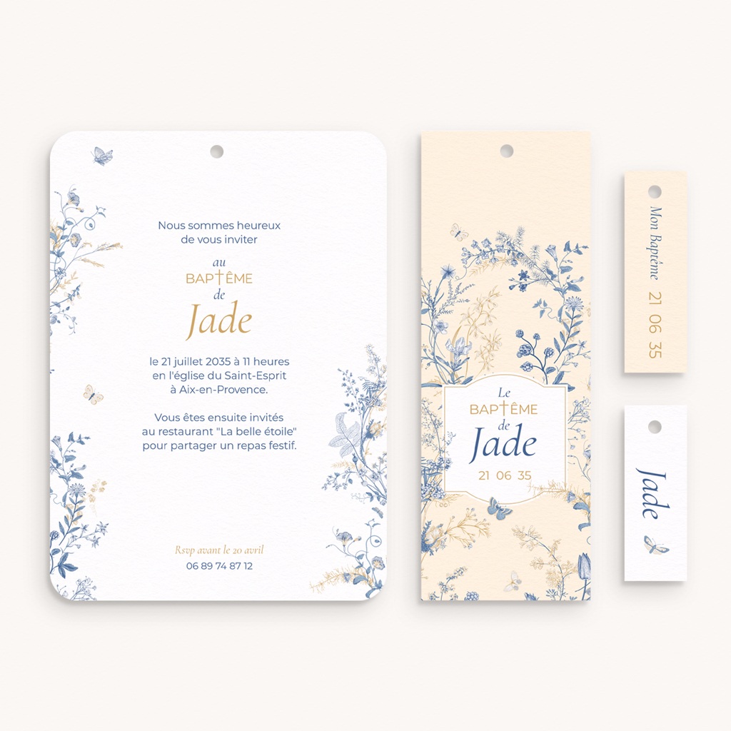 Faire-part de Bapt&ecirc;me Herbes de Lumi&egrave;re pas cher
