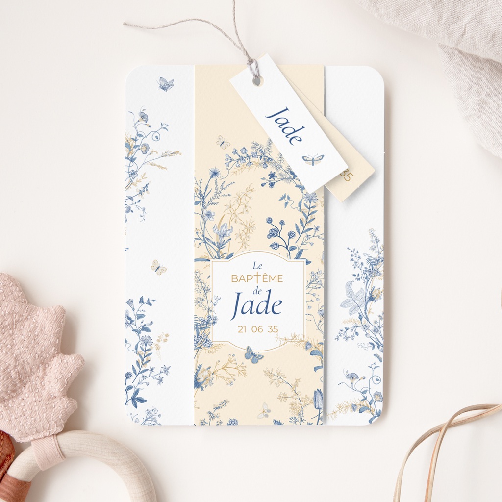 Faire-part de Bapt&ecirc;me Herbes de Lumi&egrave;re