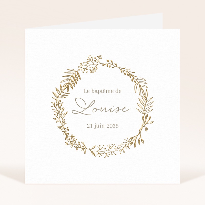 Faire-part de Bapt&ecirc;me Couronne de Lumi&egrave;re