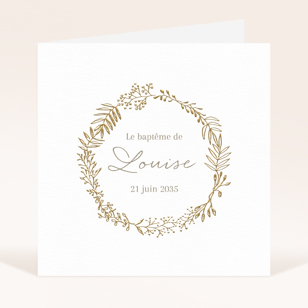 Faire-part de Bapt&ecirc;me Couronne de Lumi&egrave;re
