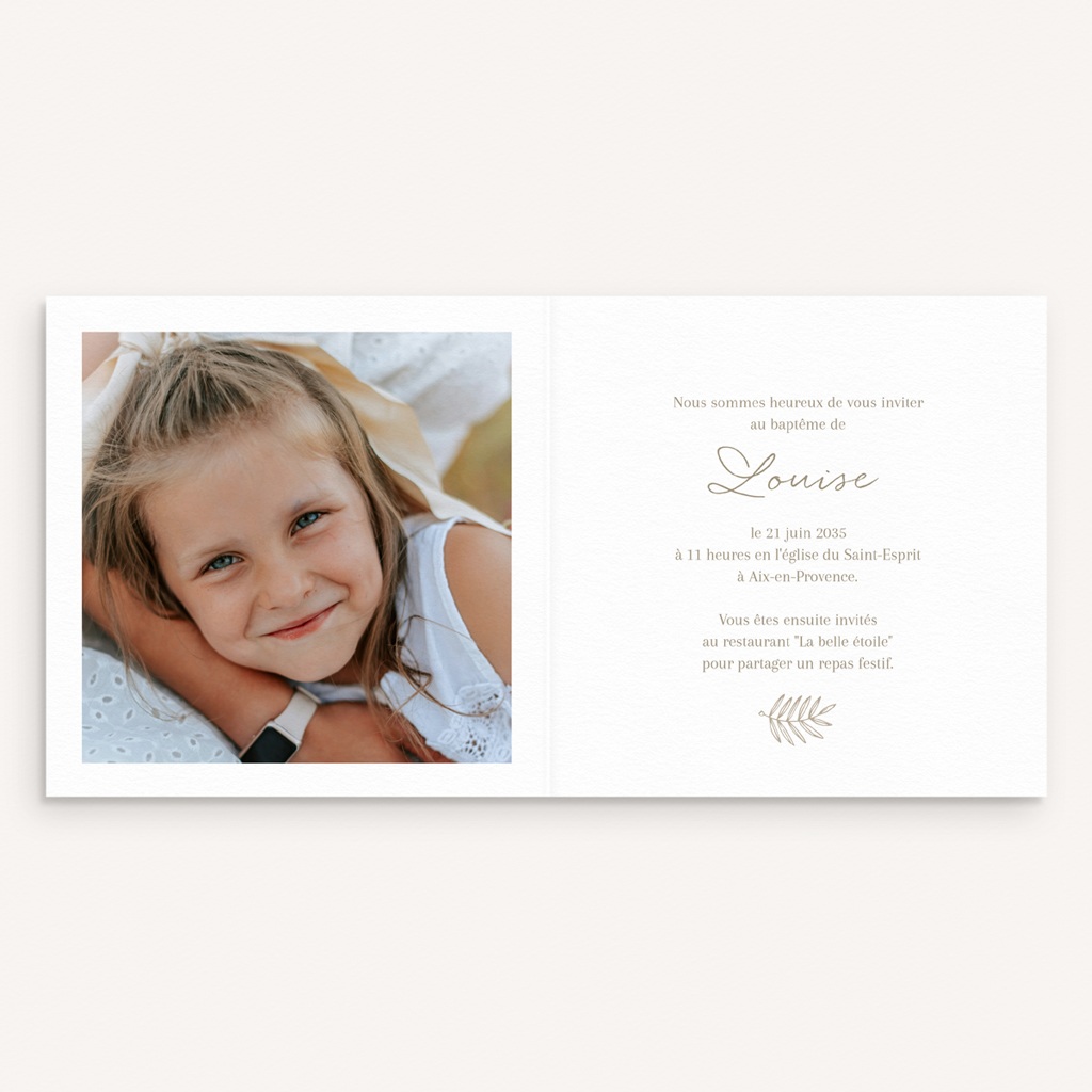 Faire-part de Bapt&ecirc;me Couronne de Lumi&egrave;re pas cher