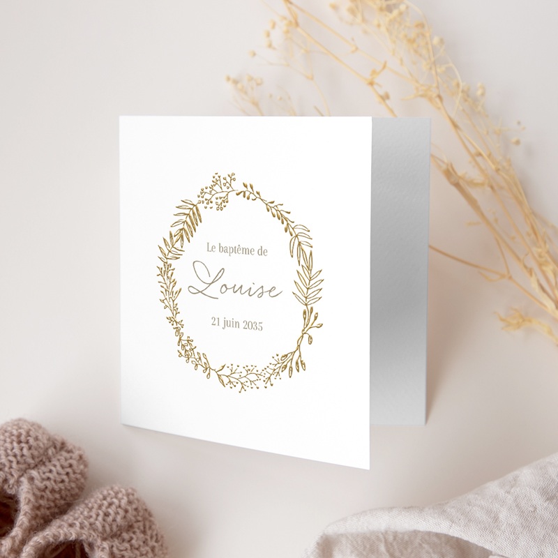 Faire-part de Bapt&ecirc;me Couronne de Lumi&egrave;re gratuit