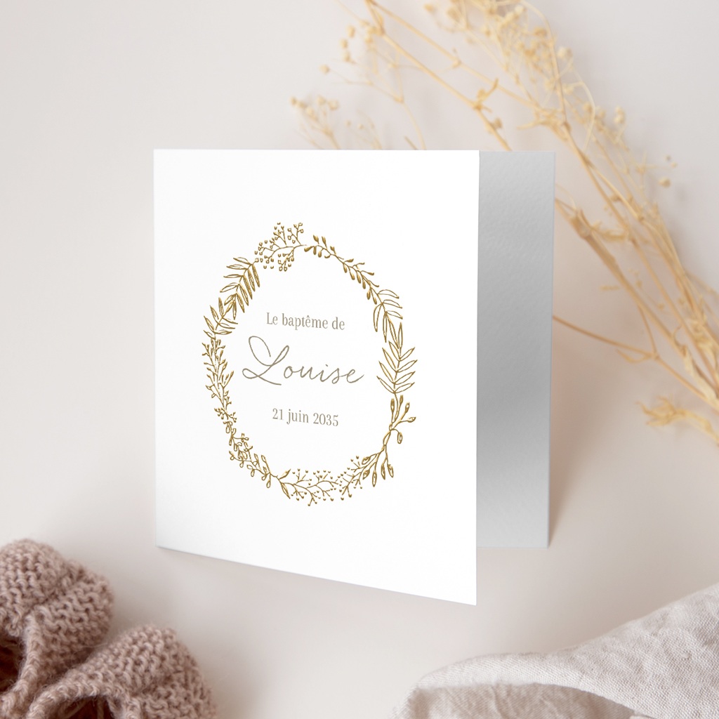 Faire-part de Bapt&ecirc;me Couronne de Lumi&egrave;re gratuit