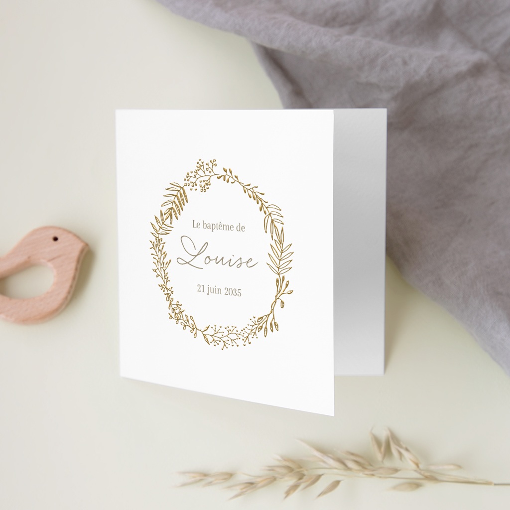 Faire-part de Bapt&ecirc;me Couronne de Lumi&egrave;re