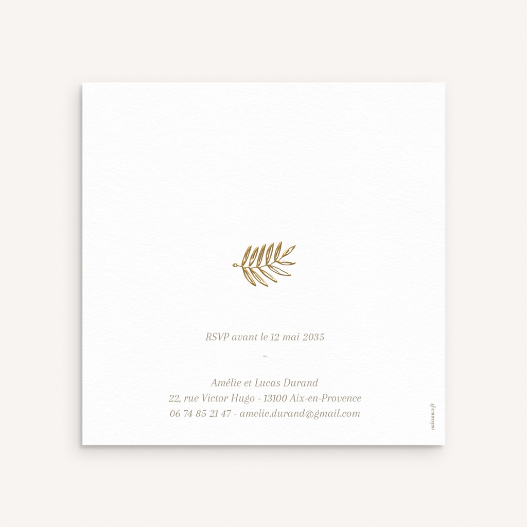 Faire-part de Bapt&ecirc;me Couronne de Lumi&egrave;re