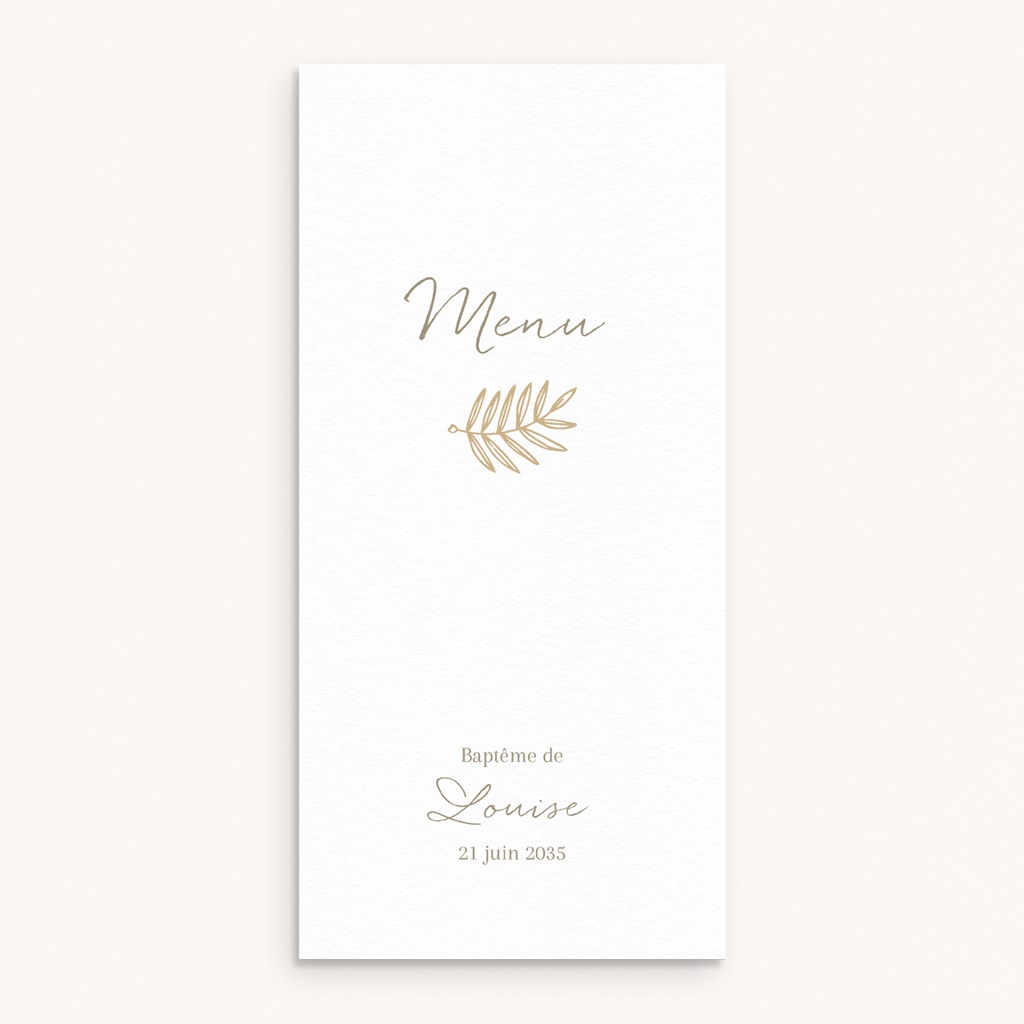 Menu de bapt&ecirc;me Couronne de Lumi&egrave;re