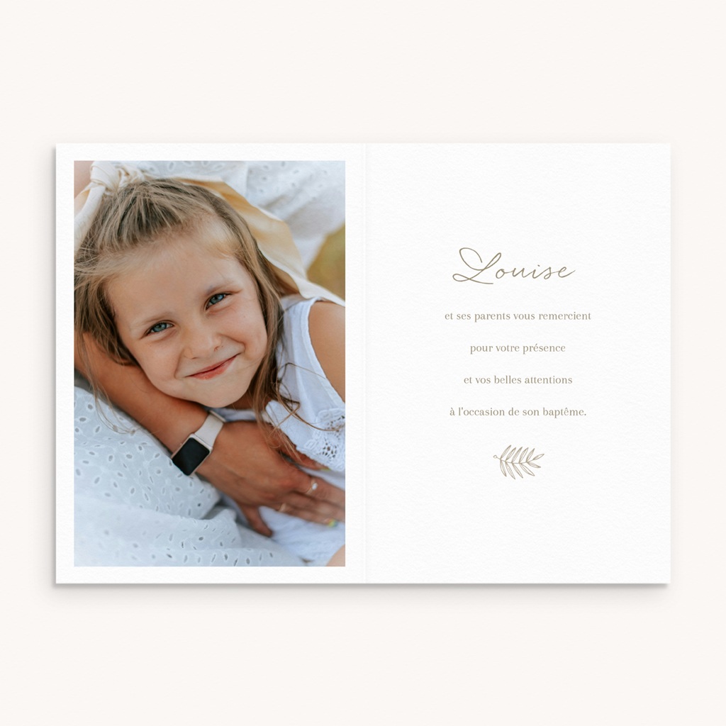 Carte de Remerciement Bapt&ecirc;me Couronne de Lumi&egrave;re pas cher