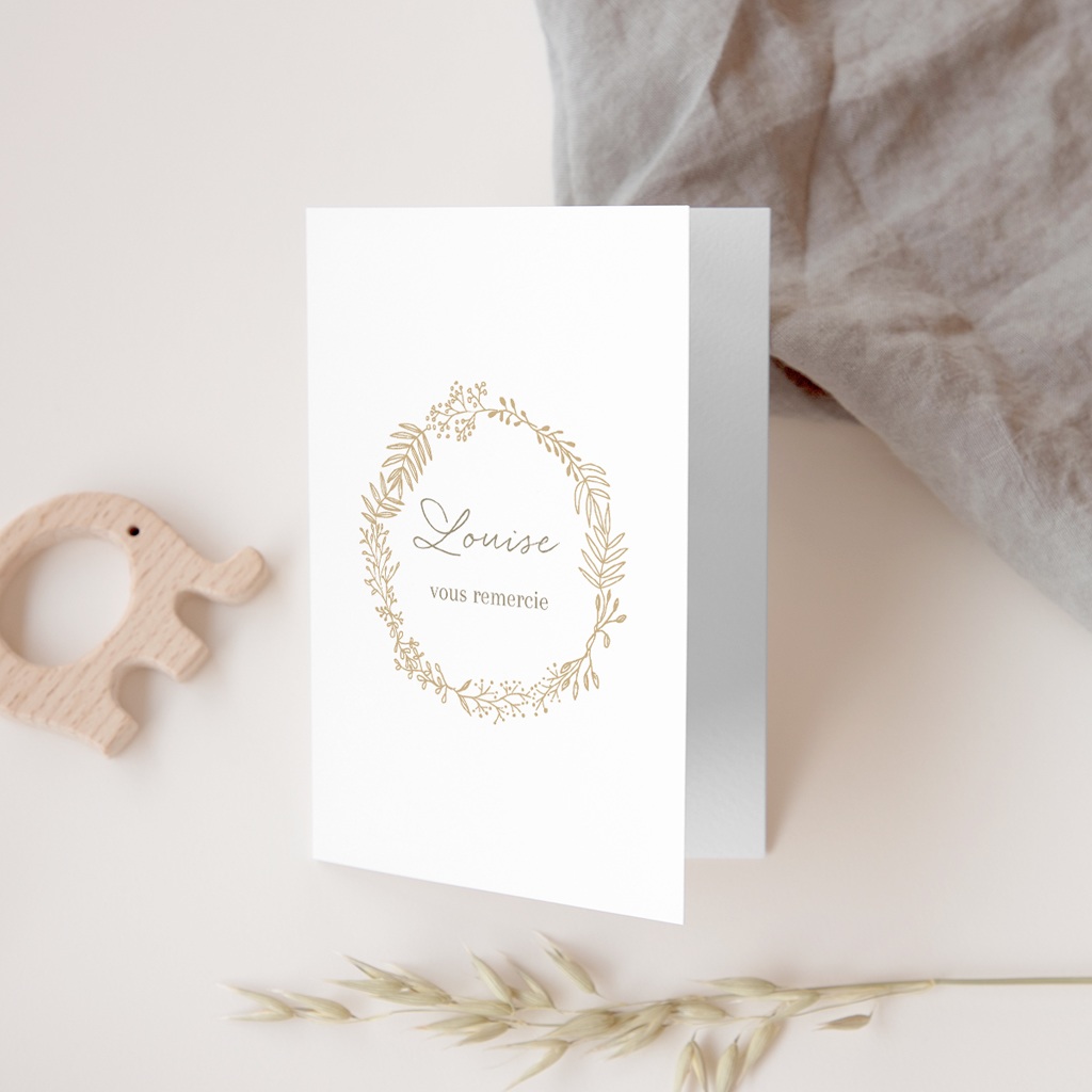 Carte de Remerciement Bapt&ecirc;me Couronne de Lumi&egrave;re gratuit