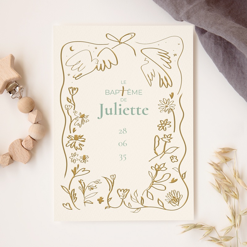 Faire-part de Bapt&ecirc;me Jour b&eacute;ni gratuit