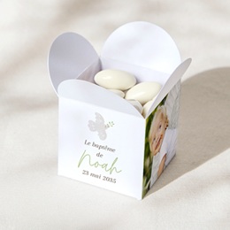 Bo&icirc;te &agrave; drag&eacute;es bapt&ecirc;me Douce colombe