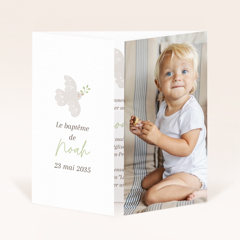 Faire-part de Bapt&ecirc;me Douce colombe